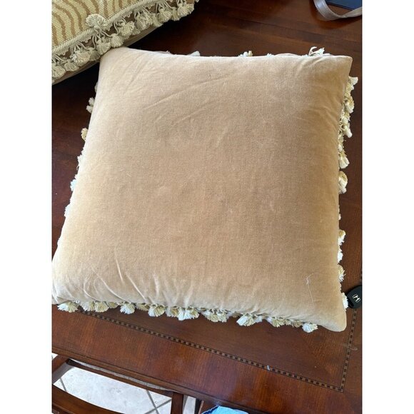 Decorative Needlepoint Throw Feather Pillow With Red Rose Design & Tassel Trim - Picture 4 of 4